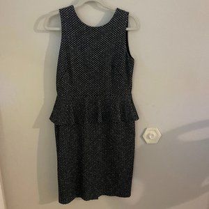 Ann Taylor Black & White Herringbone Bodycon Peplum Dress